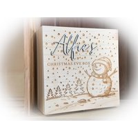 Personalisierte Heiligabend Holzkiste | Schneemann Box Weihnachtsbox Aus Holz Weihnachtsgeschenk von CreatedEspForYou
