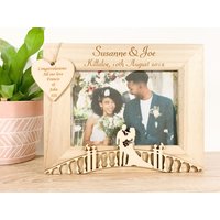 Personalisierter Hochzeitsfotorahmen, Laser Gravierte Einzigartiges Mr & Mrs Geschenk, Naturholz 5. Hochzeitstag Geschenk von CreatedEspForYou