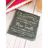 Personalisierter Lehrer Schiefer Untersetzer - Größte Auszeichnung Laser Graviert Geschenk Zum Schulanfang Für Lehrhelfer Lsa von CreatedEspForYou