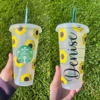 Sonnenblumen Starbucks Kalte Tasse von CreatedbyMariShop