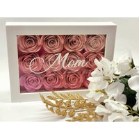 Mom Blumen Schattenbox Mit Name Für Kinder | Benutzerdefinierte Geschenk Perfekt Den Tag Der Mutter Papier Rose Shadow Box Ombre von Createorama