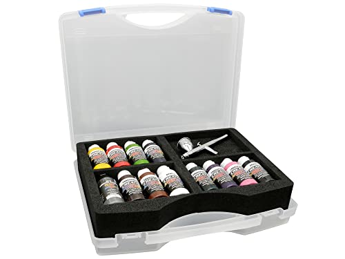 Createx Colors Case Transparent & Opaque (11x60ml Paint, 1x60ml Cleaner, 1x Iwata Revolution HP-CR) von Createx