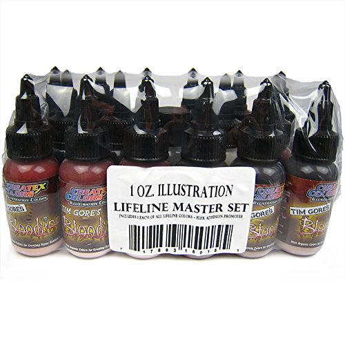 Createx Lifeline Color 5015-01 Set 30ml Airbrushfarbe, 15 Farben + Reducer von Createx