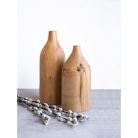 Handgeschnitzte Birnenholz Vase Flaschenförmig, Naturholzdekor von CreatingComfortLab
