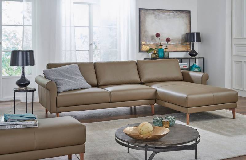 Creation BY ROLF BENZ Ecksofa CR.450, Designecksofa, Polsterecke, L-Form, 282/178 cm (B/T), abgerundete Armlehne Schnecke, modern Landhaus, Leder oder Chenille von Creation BY ROLF BENZ