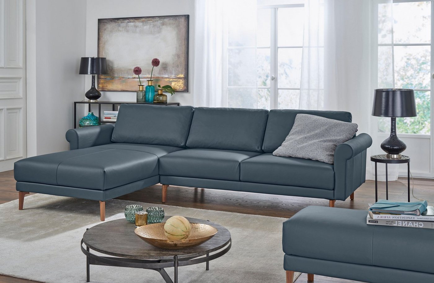 Creation BY ROLF BENZ Ecksofa CR.450, Designecksofa, Polsterecke, L-Form, 282/178 cm (B/T), abgerundete Armlehne Schnecke, modern Landhaus, Leder oder Chenille von Creation BY ROLF BENZ