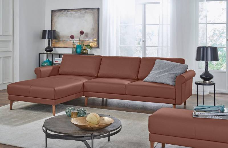 Creation BY ROLF BENZ Ecksofa CR.450, Designecksofa, Polsterecke, L-Form, 282/178 cm (B/T), abgerundete Armlehne Schnecke, modern Landhaus, Leder oder Chenille von Creation BY ROLF BENZ