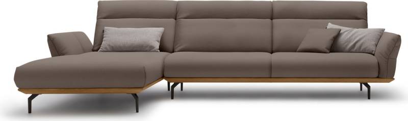 Creation BY ROLF BENZ Ecksofa CR.460, Sockel in Nussbaum, Winkelfüße in Umbragrau, Breite 338 cm von Creation BY ROLF BENZ