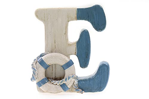 Creation Gross 3D Maritime Alphabet-Dekobuchstaben in Holzoptik für Initialen, Namen, Lieblingswörter aus Kunsstein zum Stellen, H: 13-16cm, Dekoartikel Stehdekoration (E) von ELLUG