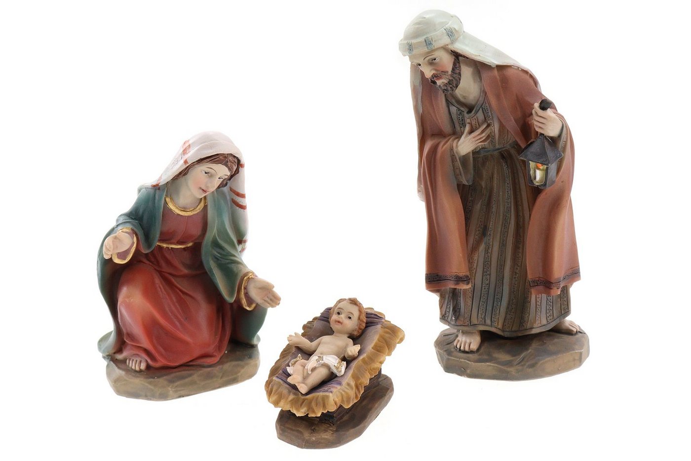 ELLUG Krippenfigur Krippenfiguren Set 3tlg. heilige Familie: Maria, Josef & Jesus in Krippe H.: ca. 11cm, Weihnachtskrippe Figuren Krippenzubehör Weihnachtsdeko (3 St) von ELLUG
