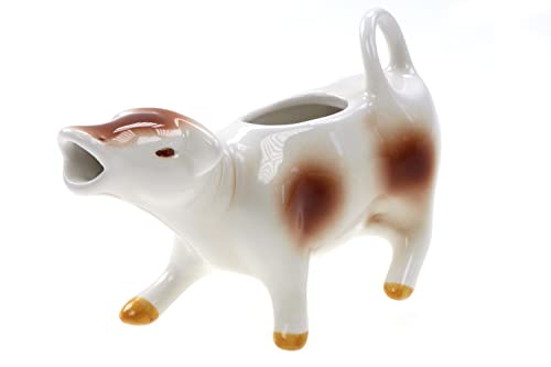Milchkännchen Sahnekuh Sahnekännchen als braun weiße Kuh H.: 8cm L.: 15cm 100ml (Ohne Glöckchen) von ELLUG
