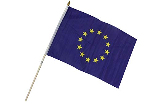 Fahne Flagge Holzstab Handfahne Stockfahne (30 * 45cm, Europa) von ELLUG