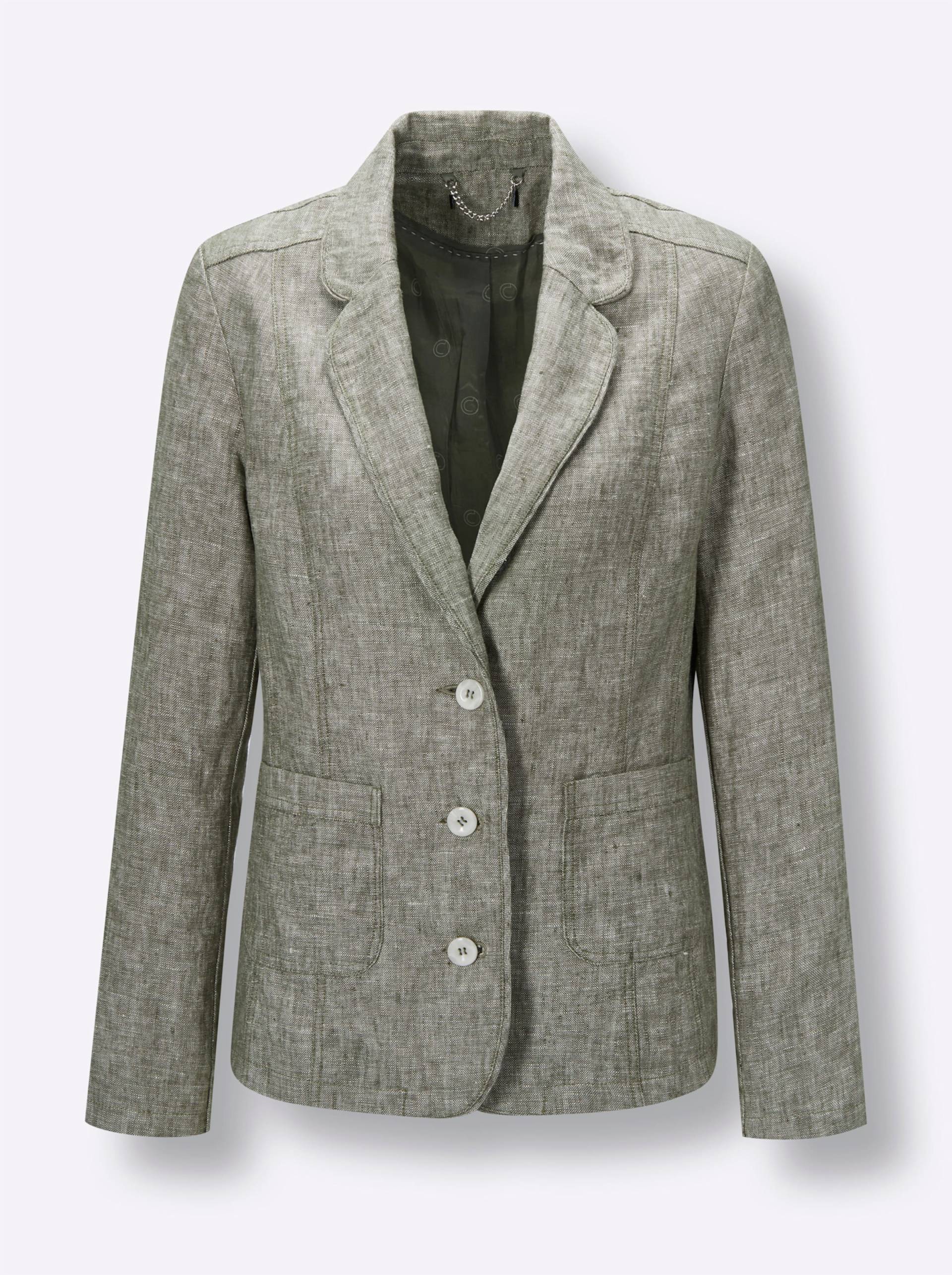 Leinen-Blazer in khaki-weiß-meliert von CREATION L PREMIUM von CREATION L PREMIUM