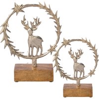 Creativ deco Dekofigur "LUMEN, Deko-Objekt Kranz mit Hirsch" Weihnachtsdeko, Batteriebetrieb von Creativ Deco