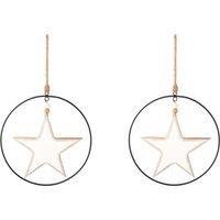 Creativ deco Dekostern "Weihnachtsstern, Weihnachtsdeko", (2 St.), mit Enamel-Lackierung und Metallring, Durchmesser Stern 20 cm von Creativ Deco