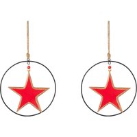 Creativ deco Dekostern "Weihnachtsstern, Weihnachtsdeko rot" mit Enamel-Lackierung und Metallring, Durchmesser Stern 20 cm von Creativ Deco