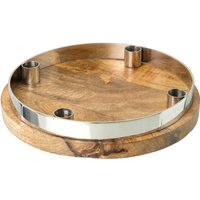 Creativ deco Kerzenhalter "Weihnachtsdeko, Adventsleuchter, moderner Adventskranz", (1 St.), Stabkerzenhalter aus Edelstahl und Holz, Durchmesser ca. 27 cm von Creativ Deco