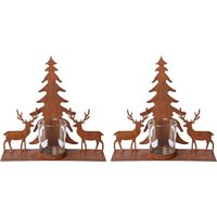 Creativ deco Teelichthalter "Weihnachtsdeko", (2 St.), Oberfläche in Rost-Optik von Creativ Deco