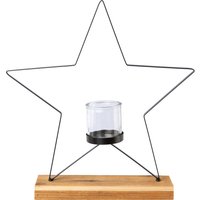 Creativ deco Windlicht "Weihnachtsdeko", (1 St.), auf edlem Holzfuß, in Stern-Form, Höhe ca. 41 cm von Creativ Deco