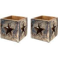 Creativ deco Windlicht "Weihnachtsdeko", (2 St.), mit eleganter silberfarbener Folierung, 2er Set von Creativ Deco