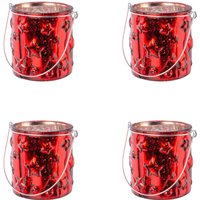Creativ deco Windlicht "Weihnachtsdeko", (4 St.), Glas mit Stern-Struktur von Creativ Deco