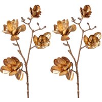 Creativ deco Winterliche Kunstpflanze "Weihnachtsdeko", 2er Set, altgoldfarben von Creativ Deco