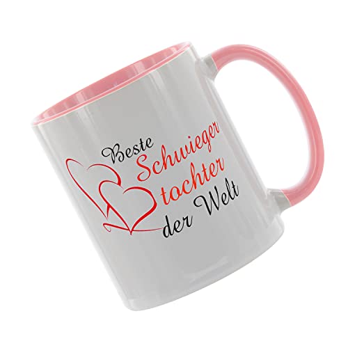 Beste Schwiegertochter der Welt Kaffeetasse mit Motiv, Tasse mit Druck, auch individuell mit Spruch, Foto, Wunschtext, Wunschname (Rosa) von Creativ Deluxe