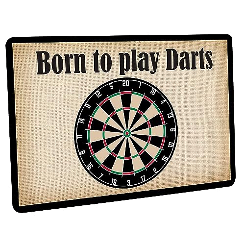 Crealuxe Fussmatte – “ Born to Play Darts “ - 60x40 cm - Gummi Rückseite/rutschfest - Filzoberfläche - Bedruckte Türmatte - Innenmatte - Schmutzmatte von Creativ Deluxe