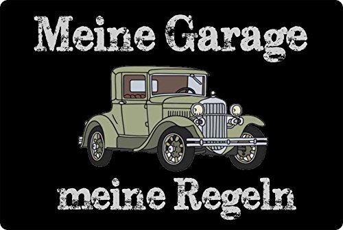 Crealuxe Fussmatte – “ Meine Garage - Meine Regeln “ - 60x40 cm - Gummi Rückseite / rutschfest - Filzoberfläche - Bedruckte Türmatte - Innenmatte - Schmutzmatte von Creativ Deluxe