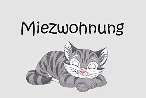 Crealuxe Fussmatte – “ Miezwohnung - Katze “ - 60x40 cm - Gummi Rückseite / rutschfest - Filzoberfläche - Bedruckte Türmatte - Innenmatte - Schmutzmatte von Creativ Deluxe