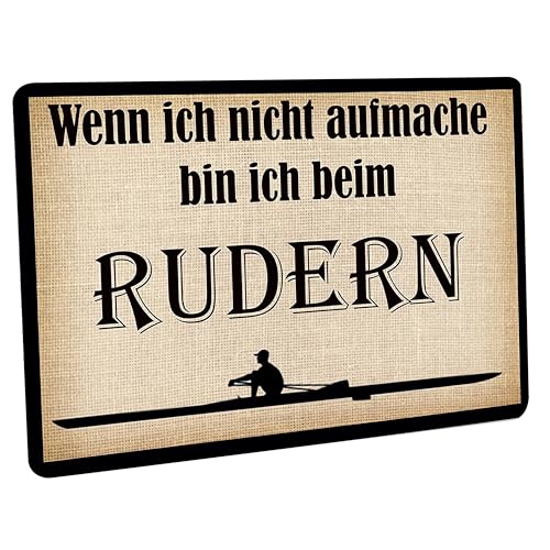 Crealuxe Fussmatte – “ Wenn ich Nicht aufmache Bin ich beim Rudern “ - 60x40 cm - Gummi Rückseite/rutschfest - Filzoberfläche - Bedruckte Türmatte - Innenmatte - Schmutzmatte von Creativ Deluxe