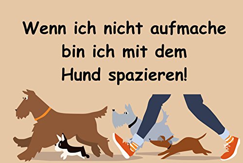 Crealuxe Fussmatte – “ Wenn ich Nicht aufmache Bin ich mit dem Hund spazieren “ - 60x40 cm - Gummi Rückseite / rutschfest - Filzoberfläche - Bedruckte Türmatte - Innenmatte - Schmutzmatte von Creativ Deluxe