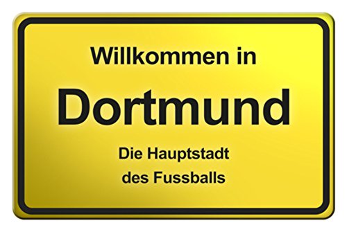 Crealuxe Fussmatte – “ Willkommen in Dortmund - Hauptstadt des Fussballs“ - 60x40 cm - Gummi Rückseite / rutschfest - Filzoberfläche - Bedruckte Türmatte - Innenmatte - Schmutzmatte von Creativ Deluxe