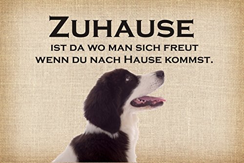 Crealuxe Fussmatte – “ Zuhause Border Collie “ - 60x40 cm - Gummi Rückseite / rutschfest - Filzoberfläche - Bedruckte Türmatte - Innenmatte - Schmutzmatte von Creativ Deluxe