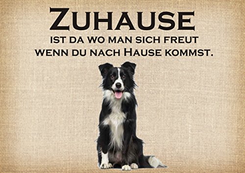 Crealuxe Fussmatte – “ Zuhause – Hundemotiv “ - 60x40 cm - Gummi Rückseite / rutschfest - Filzoberfläche - Bedruckte Türmatte - Innenmatte - Schmutzmatte von Creativ Deluxe