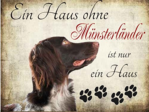 Creativ Deluxe EIN Haus ohne Münsterländer ist nur EIN Haus Hundeschild/Hundedeko/Metallschild/Blechschild/Dekoschild/Wandschild/wetterfest/Innenbereich/Außenbereich/Motivation/Vintage von Creativ Deluxe