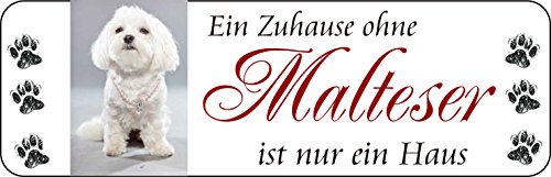 Creativ Deluxe EIN Zuhause ohne Malteser ist nur EIN Haus Hunde-Deko Schilder Türschild Vintage Schild lustige Dekoschilder Wanddeko Wandschild Holzschild Geschenk von Creativ Deluxe