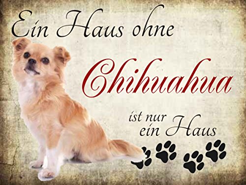 Creativ Deluxe Metallschild EIN Haus ohne Chihuahua ist nur EIN Haus Hundeschilder, Hundedeko, Hund Türschilder, Wandschilder, Spruchschild Hund, Hundesprüche von Creativ Deluxe