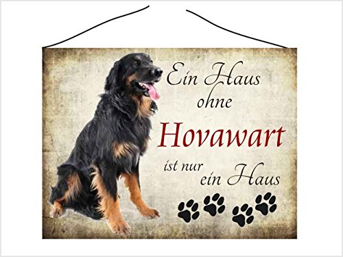 Creativ Deluxe Türschild Vintage Schild Kratzfest Dekoschild Hundedeko Wandschild Nostalgie Holzschild Geschenk - Hovawart von Creativ Deluxe