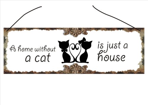 Creativ Deluxe Türschild-Wandschild-Vintage-Shabbylook A Home Without a cat is just a House von Creativ Deluxe