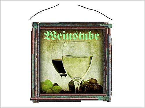 Creativ Deluxe Weinstube Türschild-hochglänzend und Kratzfest glänzend Vintage Schild Dekoschild Wandschild Nostalgie Holzschild Geschenk von Creativ Deluxe