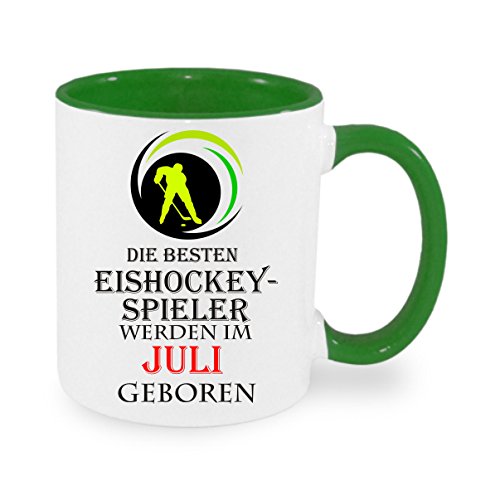 Die besten Eishockey-Spieler werden im JULI geboren - Kaffeetasse mit Motiv, Tasse mit Druck, auch individuell mit Spruch, Foto, Wunschtext, Wunschname (Grün) von Creativ Deluxe