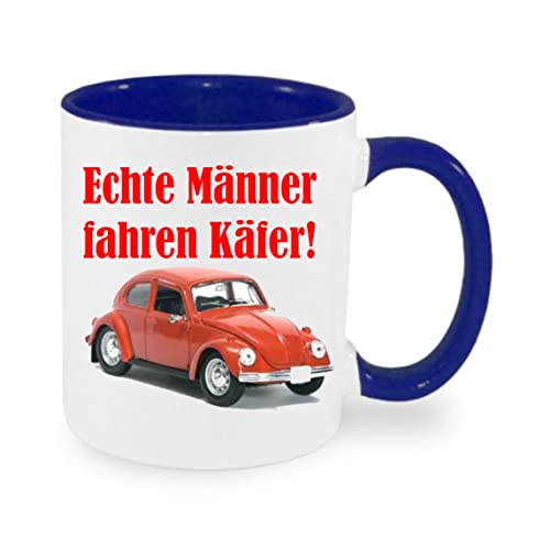 " Echte Männer fahren Käfer " Kaffeetasse mit Motiv, Tasse mit Druck, auch individuell mit Spruch, Foto, Wunschtext, Wunschname (Blau) von Creativ Deluxe