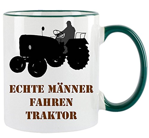 " Echte Männer fahren Traktor " - Kaffeetasse mit Motiv, Tasse mit Druck, auch individuell mit Spruch, Foto, Wunschtext, Wunschname (Grün) von Creativ Deluxe