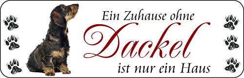 " Ein Zuhause ohne Dackel ist nur ein Haus " Hunde-Deko Schilder Türschild Vintage Schild lustige Dekoschilder Wanddeko Wandschild Holzschild Geschenk von Creativ Deluxe