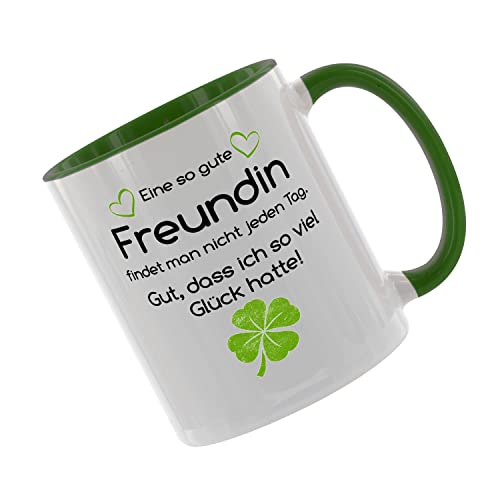 Eine so gute Freundin findet man nicht... - Kaffeetasse mit Motiv, Tasse mit Druck, auch individuell mit Spruch, Foto, Wunschtext, Wunschname (Grün) von Creativ Deluxe