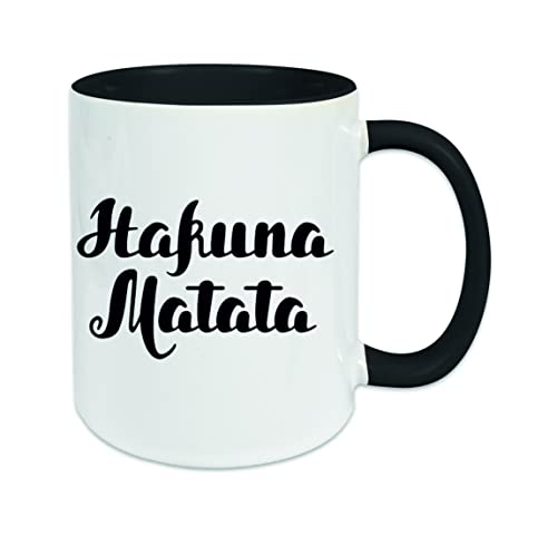 "Hakuna Matata " Kaffeetasse mit Motiv, Tasse mit Druck, auch individuell mit Spruch, Foto, Wunschtext, Wunschname (Schwarz) von Creativ Deluxe