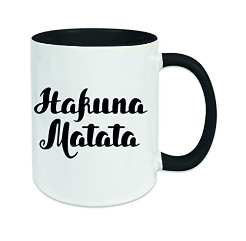 Hakuna Matata Kaffeetasse mit Motiv, Tasse mit Druck, auch individuell mit Spruch, Foto, Wunschtext, Wunschname (Schwarz) von Creativ Deluxe