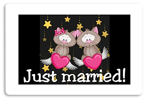 Just Married - Motiv Katzen Fussmatte Bedruckt Türmatte Innenmatte Schmutzmatte lustige Motivfussmatte von Creativ Deluxe