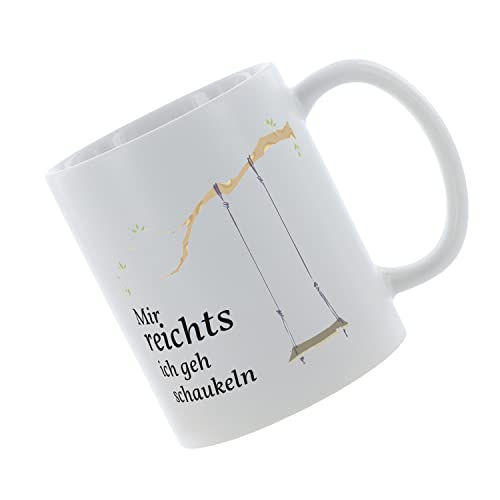 Kaffeebecher mit Wunschname Mir reichts - ich geh schaukeln Kaffeetasse mit Motiv, Tasse mit Druck, auch individuell mit Spruch, Foto, Wunschtext, Wunschname von Crealuxe